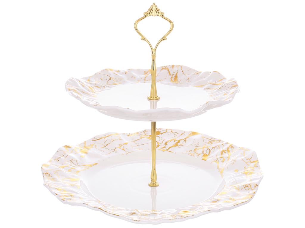 Фруктовница двухъярусная Мраморная роскошь 26 см (BDI-988-430)
