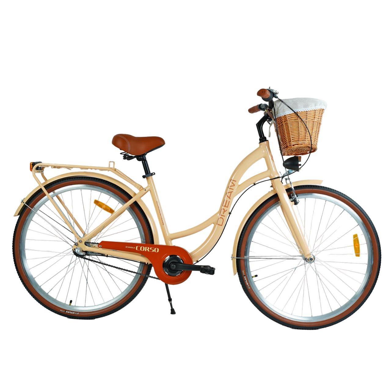 Велосипед міський Corso Dream 28" 3 швидкості алюмінієва рама 18" кошик/фара Beige (154845)