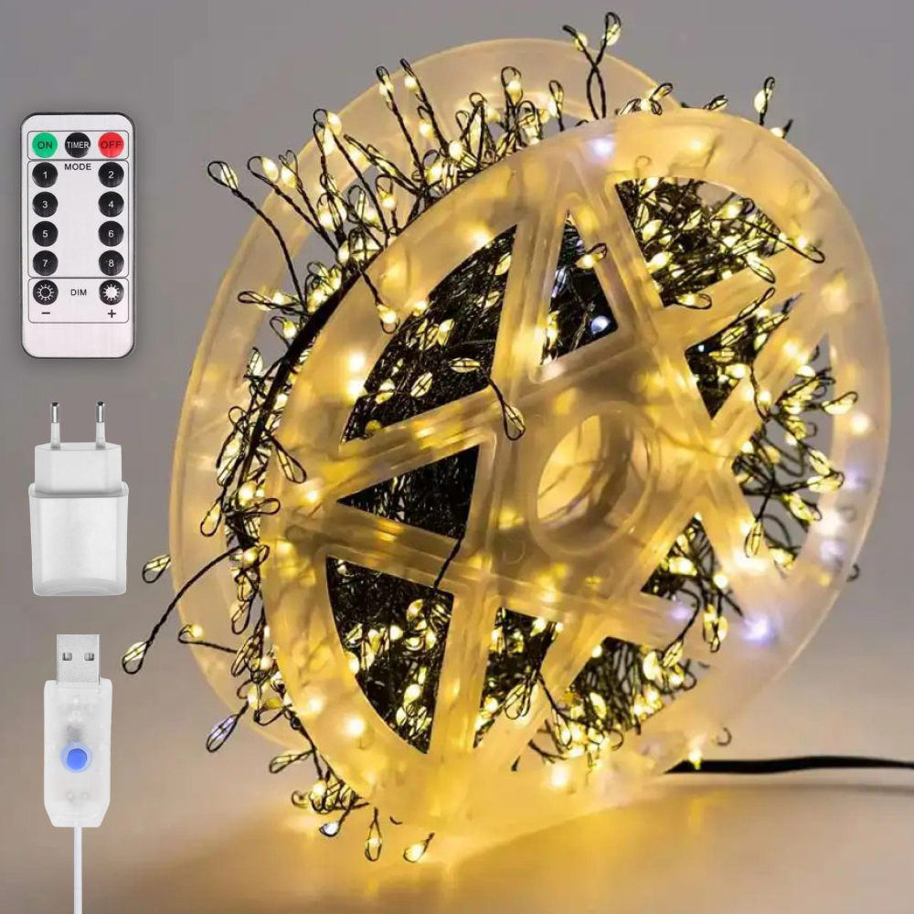 Гірлянда світлодіодна мішура Роса з пультом 1200 LED від USB та мережі 220V 8 режимів 40 м Теплий білий - фото 1 Гірлянда світлодіодна мішура Роса з пультом 1200 LED від USB та мережі 220V 8 режимів 40 м Теплий білий - фото 1