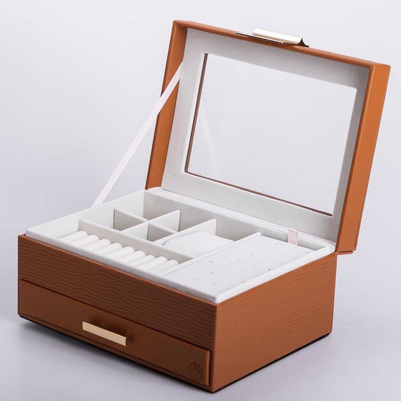 Шкатулка для украшений из эко кожи 2 яруса (27969275)