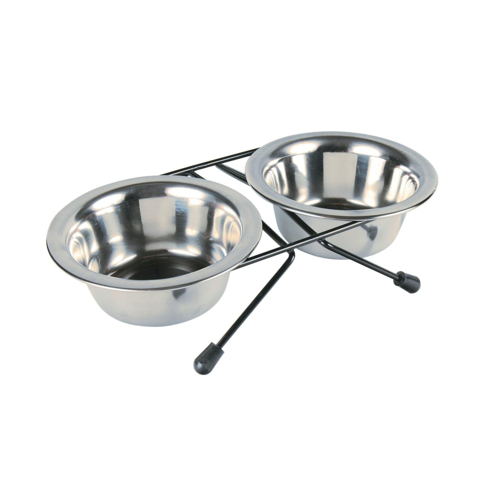 Миска для собак Trixie двойная на подставке металлическая 10 см (24830)