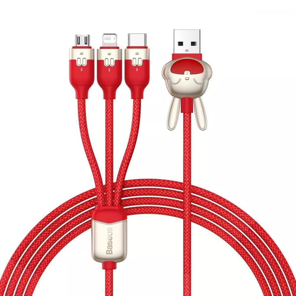 Кабель BASEUS Chinese Zodiac Micro USB/Lightning/Type-C 3,5A 1,2 м Червоний