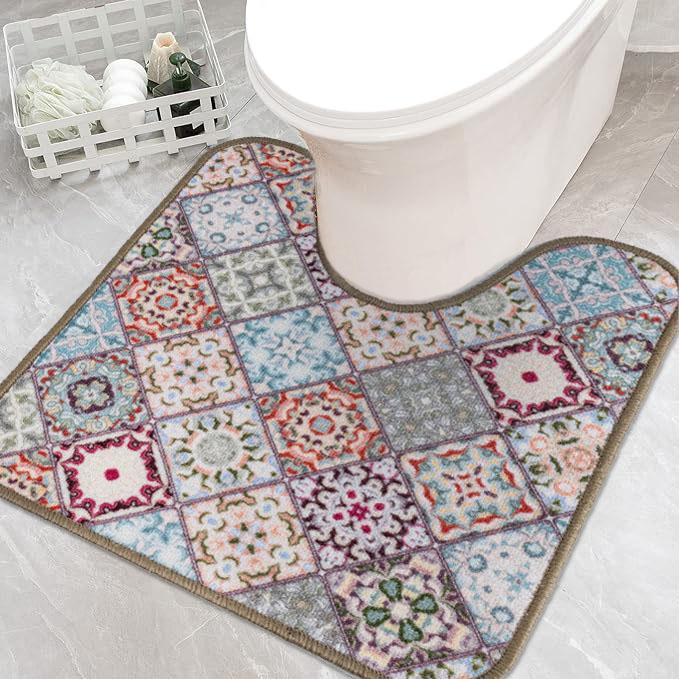 Килимок для туалету Print 202-1 на гумовій основі 57х60 см Сіро-блакитний (77117699)