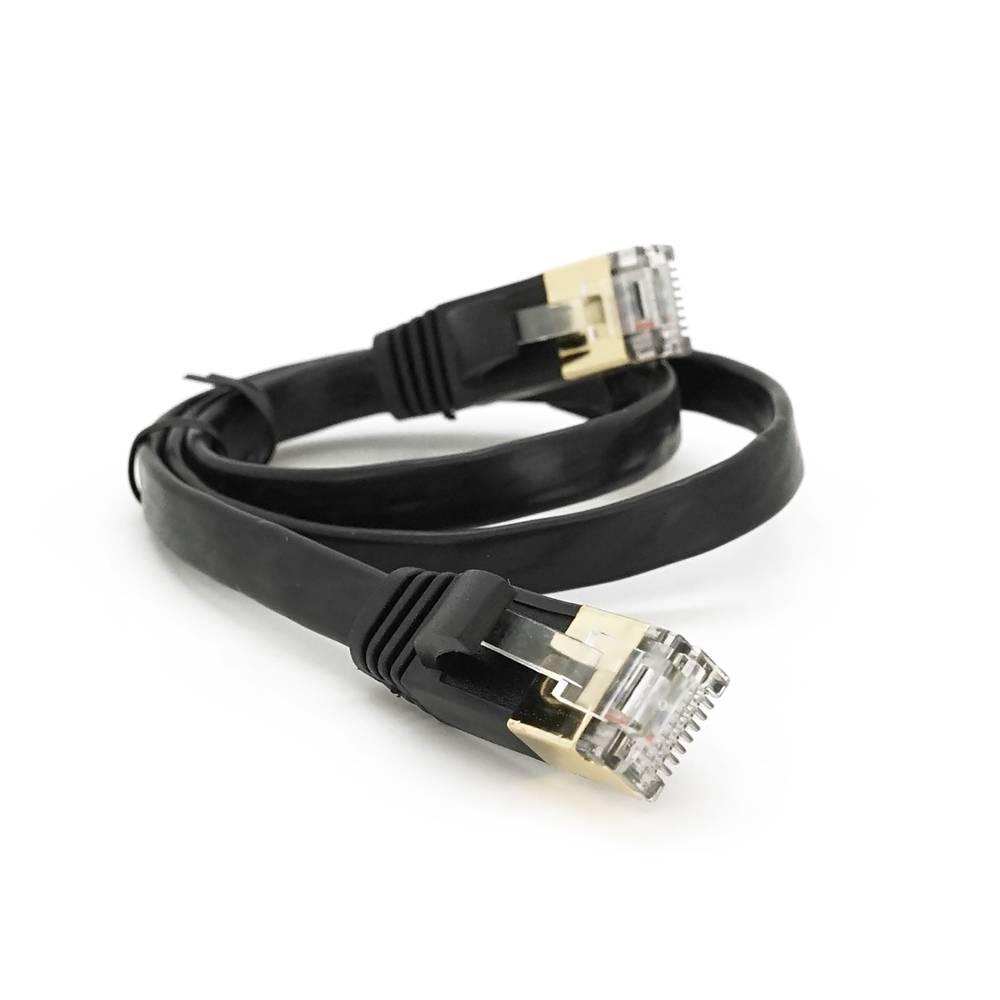 Патч-корд литий плоский WEEPDA UTP RJ45 Cat.7 0,5 м Cu Чорний