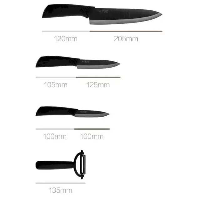 Набір кухонних ножів HuoHou Ceramic Kitchen Knife Set HU0010 4 шт. Black - фото 2