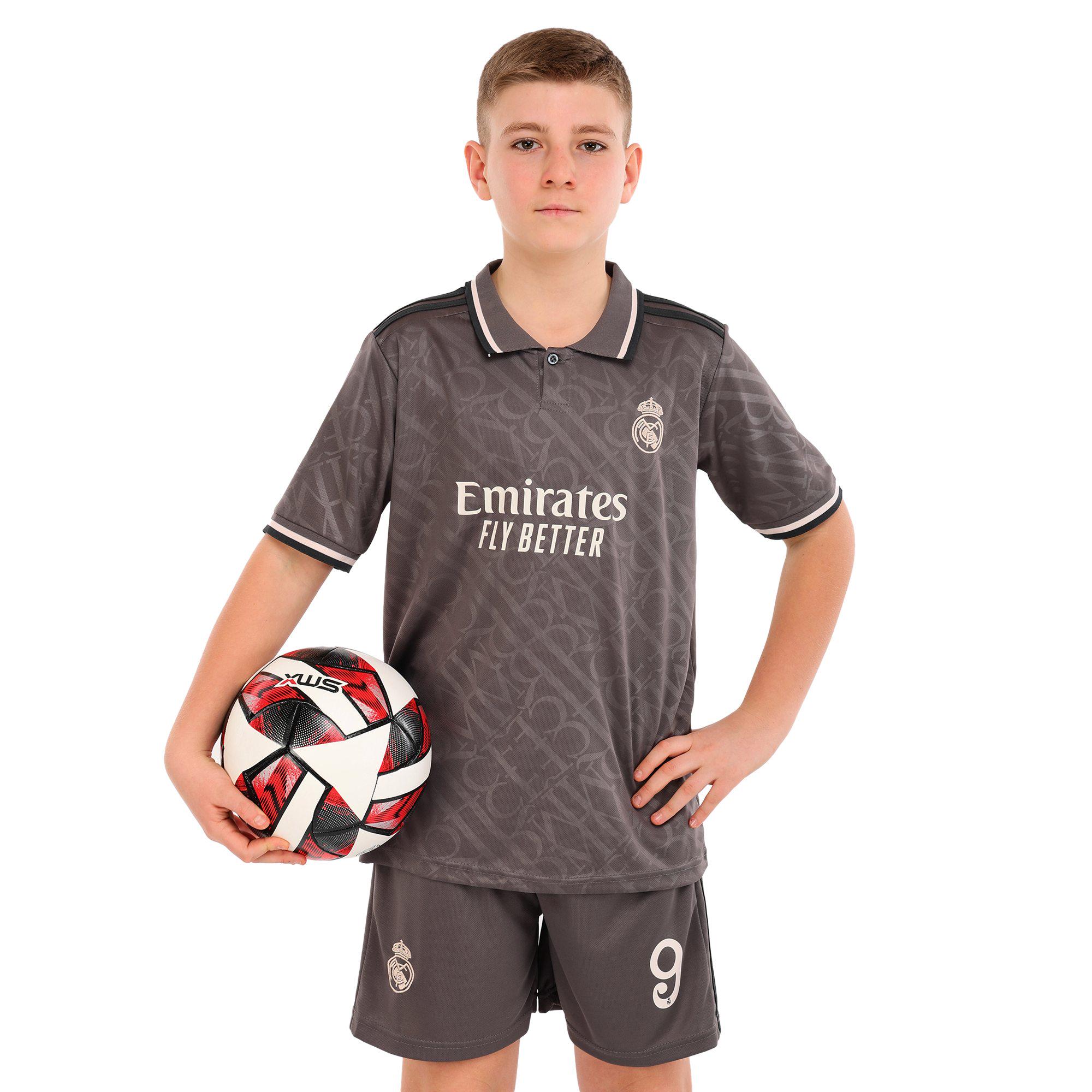 Форма футбольная детская с символикой футбольного клуба REAL MADRID резервная 2025 SP-Sport MBAPPE №9 р. 20 Серый (CO-4646_Серый_20,_рост_115-12)