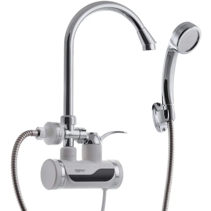 Кран проточный Zerix ELW08-EPW для кухни/душа с лейкой настенный монтаж (ZX2751)