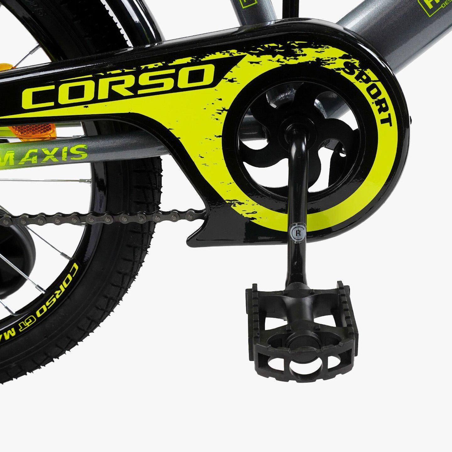 Велосипед двухколесный Corso MAXIS 18" детский с багажником Серо-желтый - фото 4 Велосипед двухколесный Corso MAXIS 18" детский с багажником Серо-желтый - фото 4