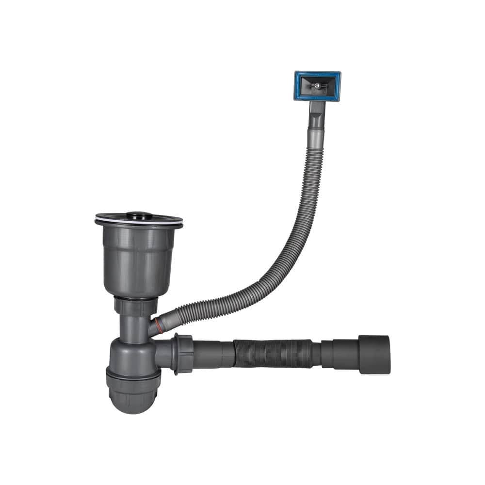 Сифон для мойки Lidz LK15 Bruch PVD колбовый с квадратным переливом 115 мм Black (24460255)