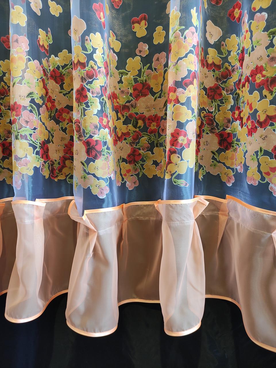 Занавеска с шифоновым ламбрекеном и рюшей 290х160 см Персиковый (ро-002) - фото 3 Занавеска с шифоновым ламбрекеном и рюшей 290х160 см Персиковый (ро-002) - фото 3