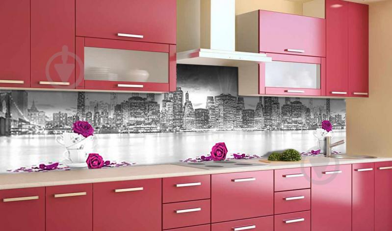 Наклейка виниловая кухонный фартук Zatarga "3Д Розы Город" 600х2500 мм Наклейка виниловая кухонный фартук Zatarga "3Д Розы Город" 600х2500 мм