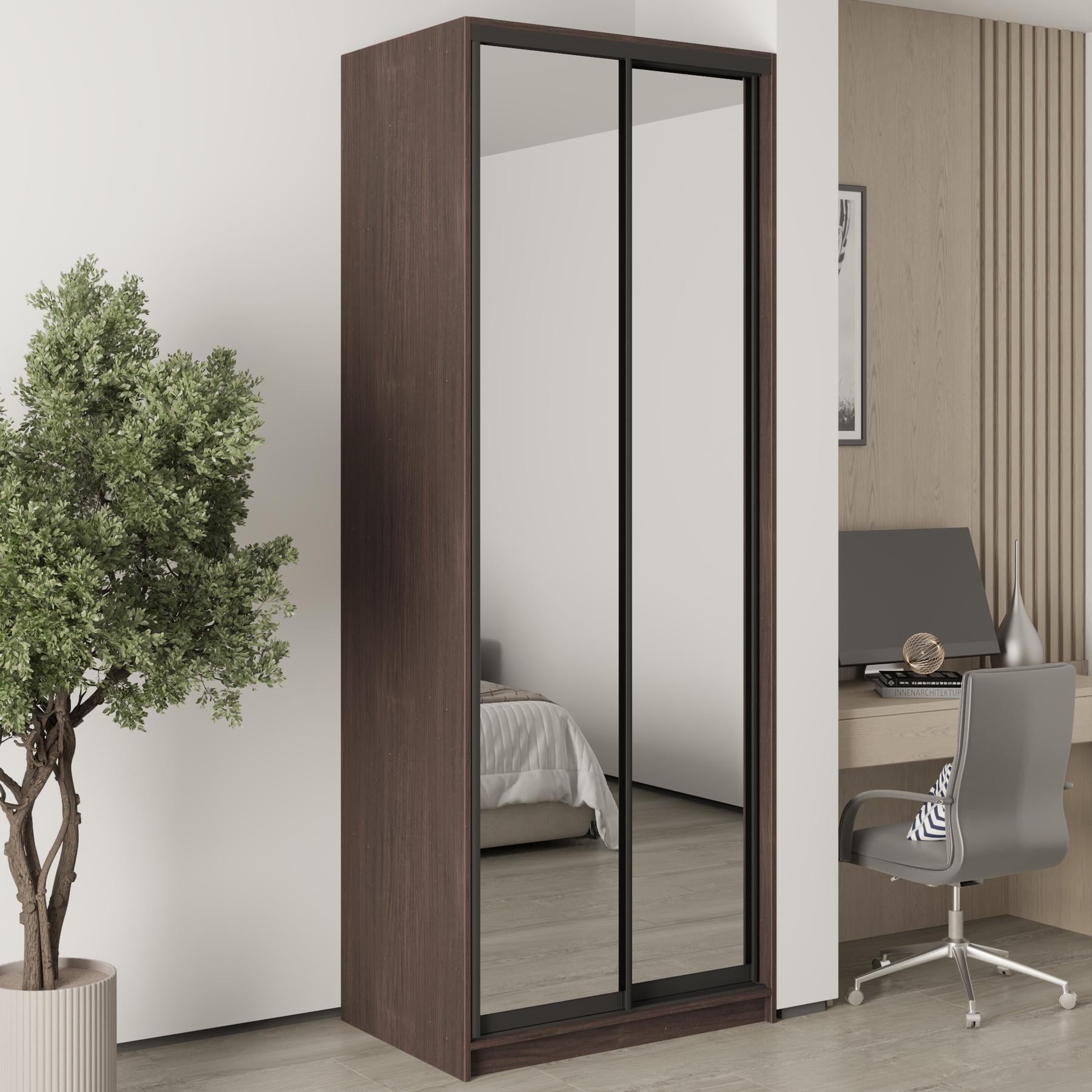 Шкаф-купе двухдверный MebelStar Стандарт BG 2 зеркала 90x45x240 см Дуб ристрето (MBS-10317) Шкаф-купе двухдверный MebelStar Стандарт BG 2 зеркала 90x45x240 см Дуб ристрето (MBS-10317)