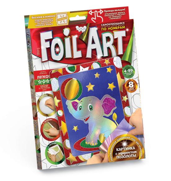 Детская аппликация разноцветной фольгой FOIL ART Слоник