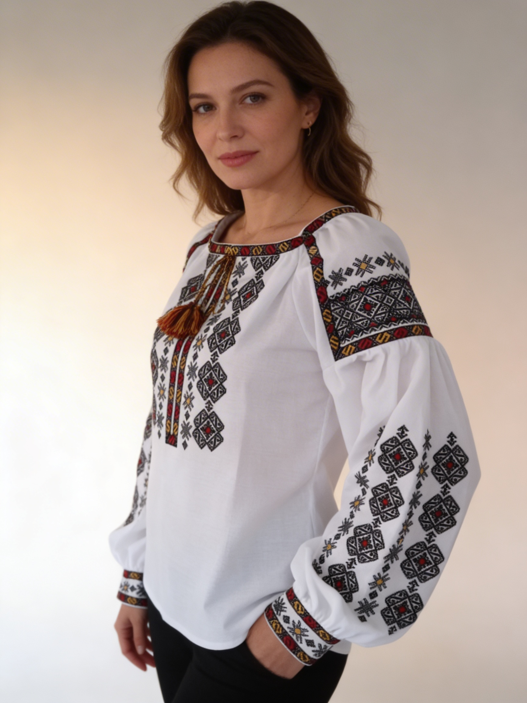 Вышиванка женская с длинным рукавом XL Белый (3062XL-52)