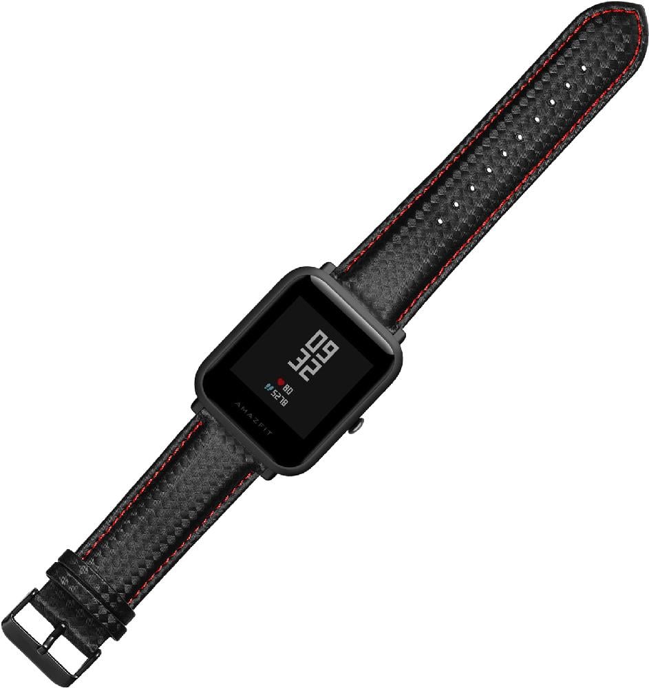 Ремінець шкіряний Carbon для Amazfit Bip Black/Red (17449) Ремінець шкіряний Carbon для Amazfit Bip Black/Red (17449)