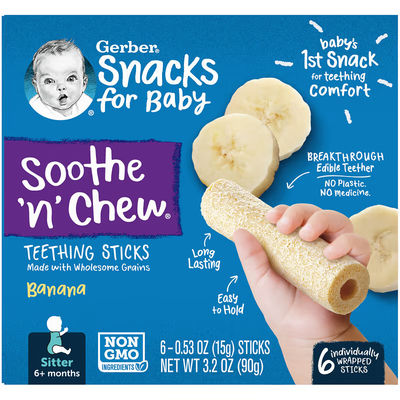 Прорізувачі Gerber Teething Sticks Банан від 6 міс. 6 стіків 15 г (18702260)