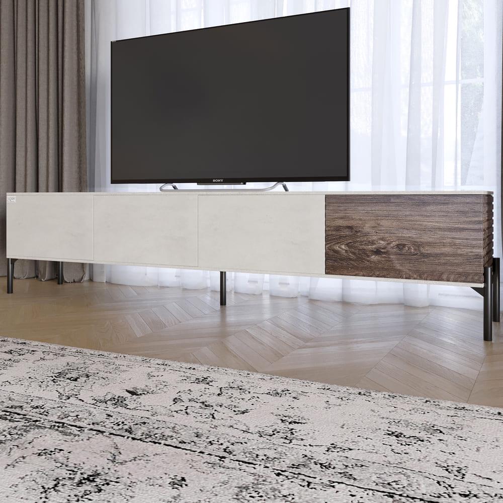 Тумба под телевизор Lion Грей на черных металлических ножках Бетон Style/Дерево (000-000-2465)