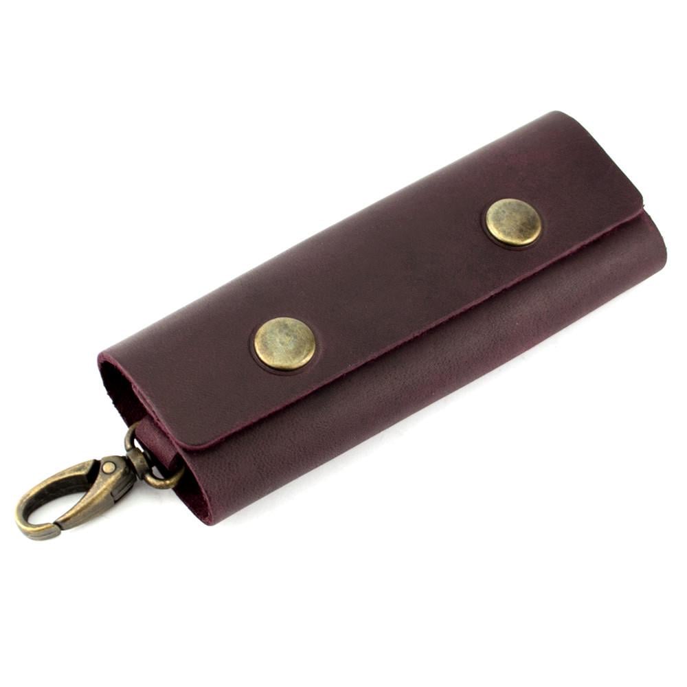Ключница кожаная HandyCover HC0055 с карабином Бордовый