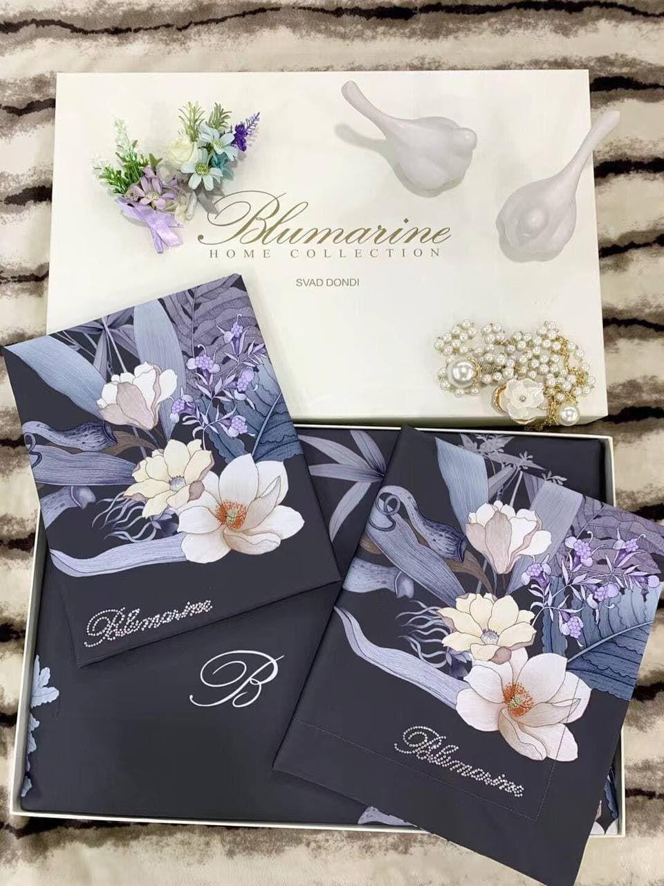 Комплект постельного белья Blumarine двуспальный евро тенсель Синий