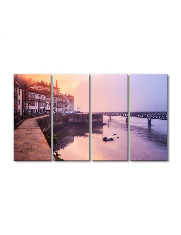 Картина модульная Рассвет в Порту город в Португалии 4 модуля 90x135 см (135613Pejzazh0001)