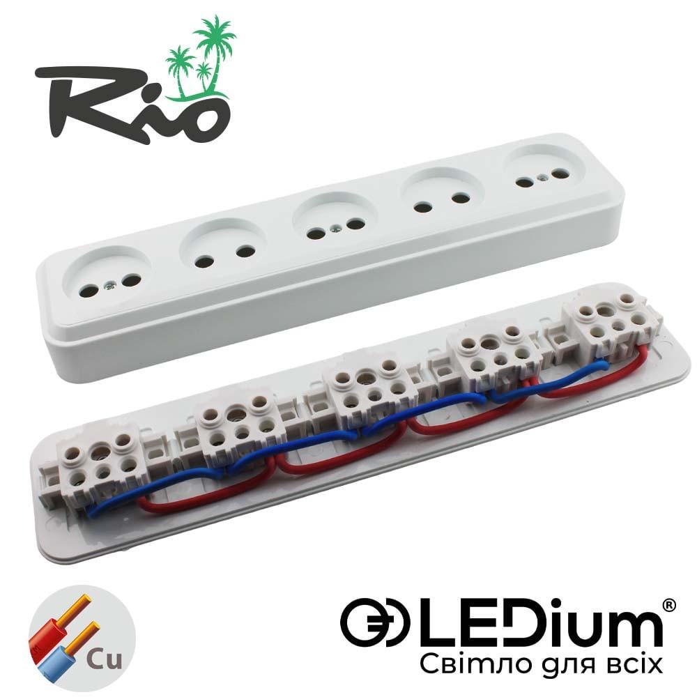 Розетка п'ятимісна LEDium RIO RR11 накладна (17509) - фото 2 Розетка п'ятимісна LEDium RIO RR11 накладна (17509) - фото 2