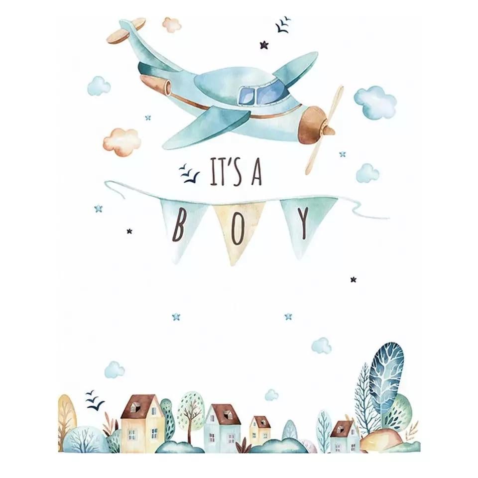 Наклейки виниловые Vanshe Самолет It's a BOY лист 30х90 см (Б438)