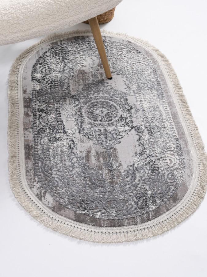 Коврик в спальню овальный Levado 03710a 60х110 см Серый