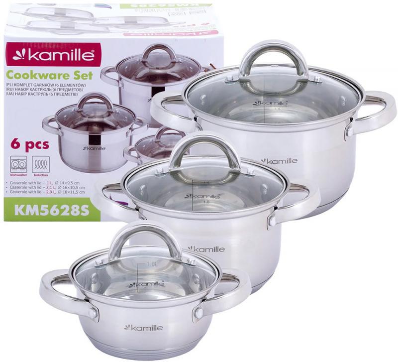 Набір каструль Kamille Madrid із нержавіючої сталі з мірною шкалою 1/1,8/2,5 л - фото 7