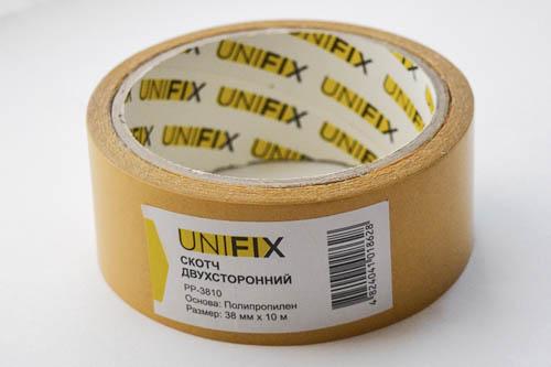 Стрічка двостороння клейка UNIFIX на поліпропіленовій основі 38 мм 10 м