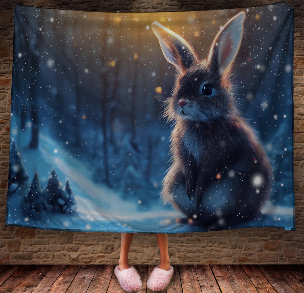 Плед с 3D принтом 17 Кролик в зимнем сказочном лесу 150х200 см (epi_1829)