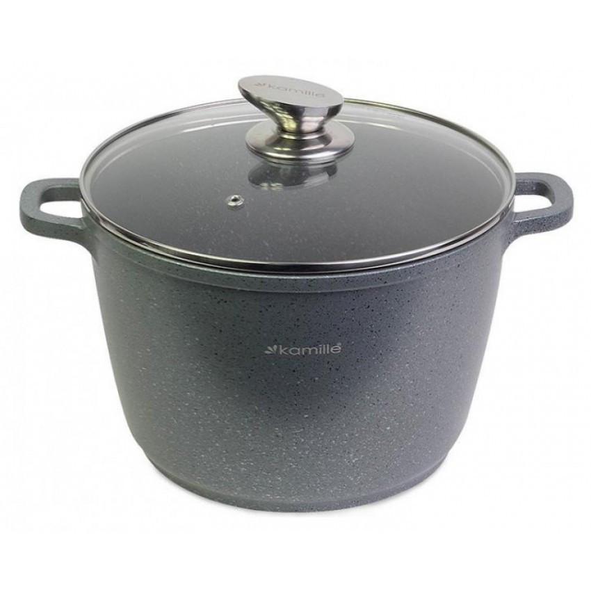 Кастрюля с крышкой Kamille алюминиевая литая с антипригарным покрытием 6,2 л 24х16,5 см Granite (4427) - фото 1 Кастрюля с крышкой Kamille алюминиевая литая с антипригарным покрытием 6,2 л 24х16,5 см Granite (4427) - фото 1