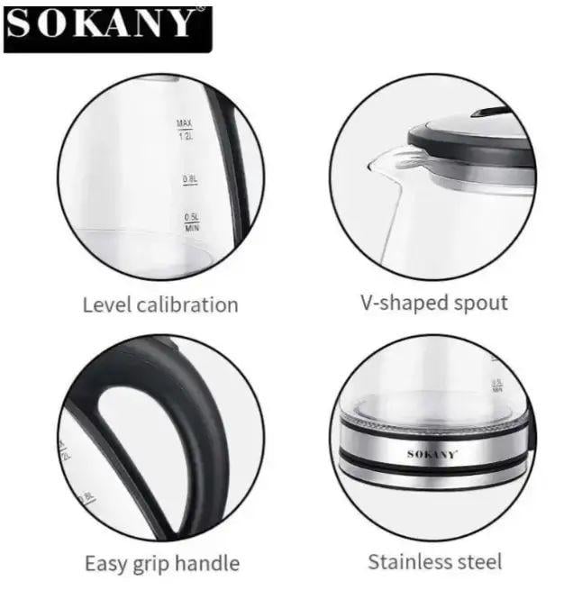 Електрочайник Sokany SK-SH-1059 з підсвічуванням та автовідключенням скляний 1500 Вт 1,2 л (30547303) - фото 6 Електрочайник Sokany SK-SH-1059 з підсвічуванням та автовідключенням скляний 1500 Вт 1,2 л (30547303) - фото 6