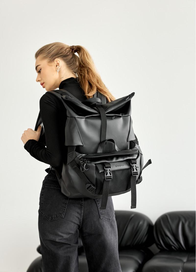 Рюкзак женский Sambag Roll Top Double 41х27х18 см Черный (24330001)