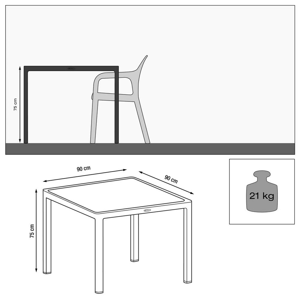 Стол пластиковый Lechuza 90х90 см Мокко (10912) - фото 2