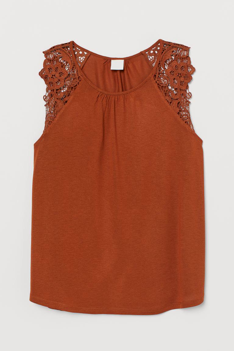Топ жіночий з мереживом XS Яскраво-коричневий (7814610sm)