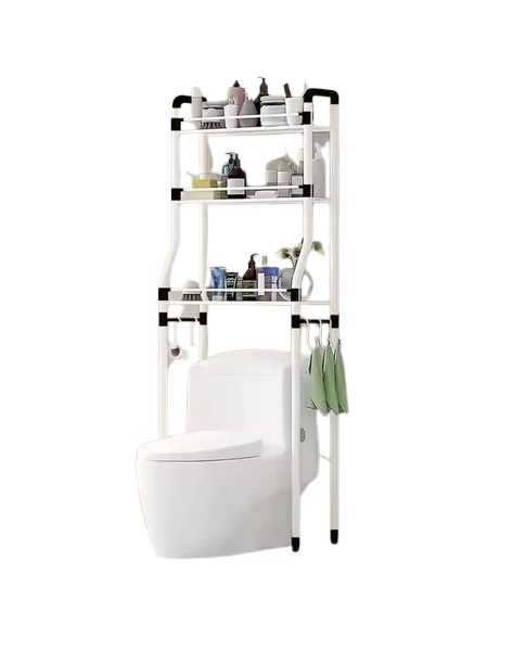 Полка-стеллаж для ванной Stenson R30891 металлическая многоуровневая 68×25×160 см (610108)