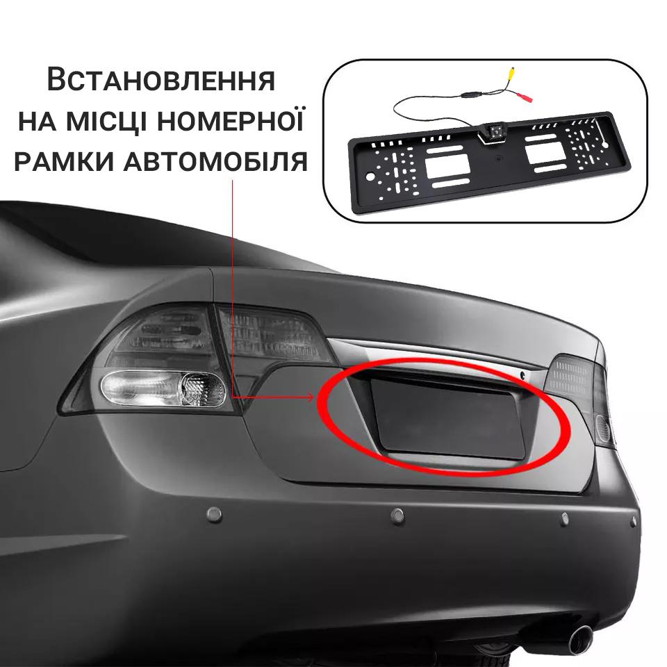 Камера заднього виду в номерному знаці Podofo K0230P з підсвічуванням та поворотним механізмом IP68 170° - фото 7