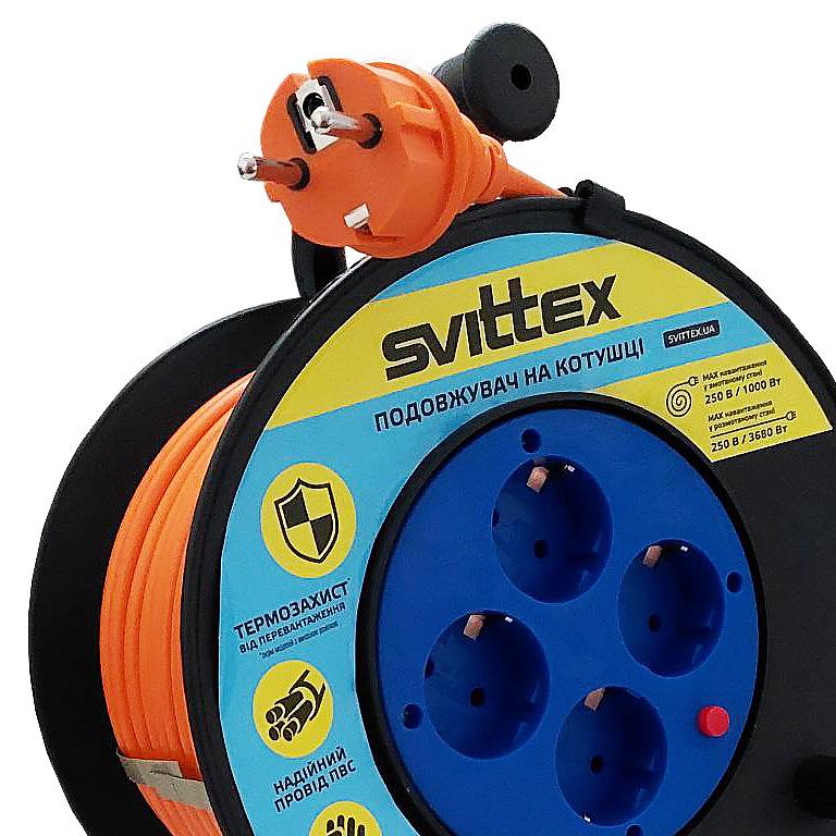 Подовжувач на котушці SVITTEX із заземленням та термозахистом 25 м 3х1,5 мм2 3680 Вт 16А 250 В (SV-0300-O) - фото 4
