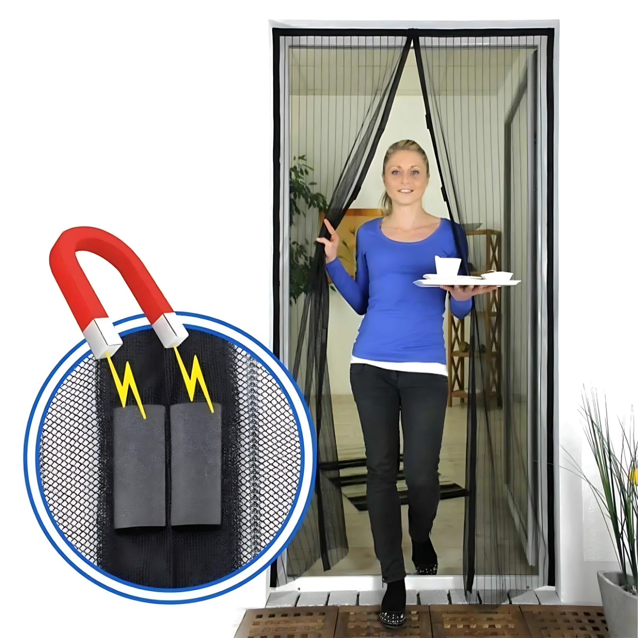 Штора антимоскітна Magic Mesh на магнітах для дверей 210х100 см Чорний (7399689941) - фото 9