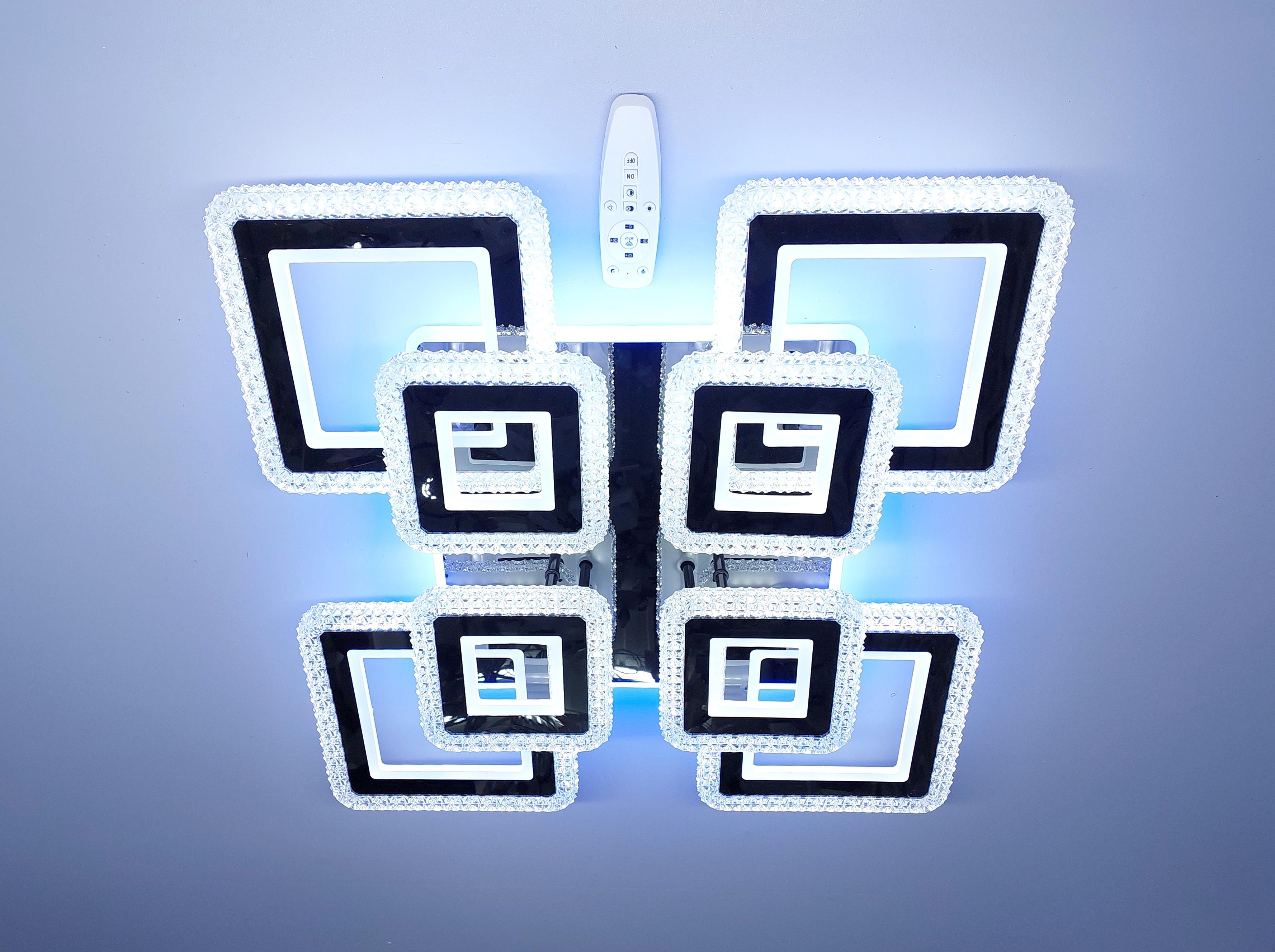 Люстра светодиодная 83/4+4 BK+RGB с подсветкой 250/36W Черный/Хром (18205092)