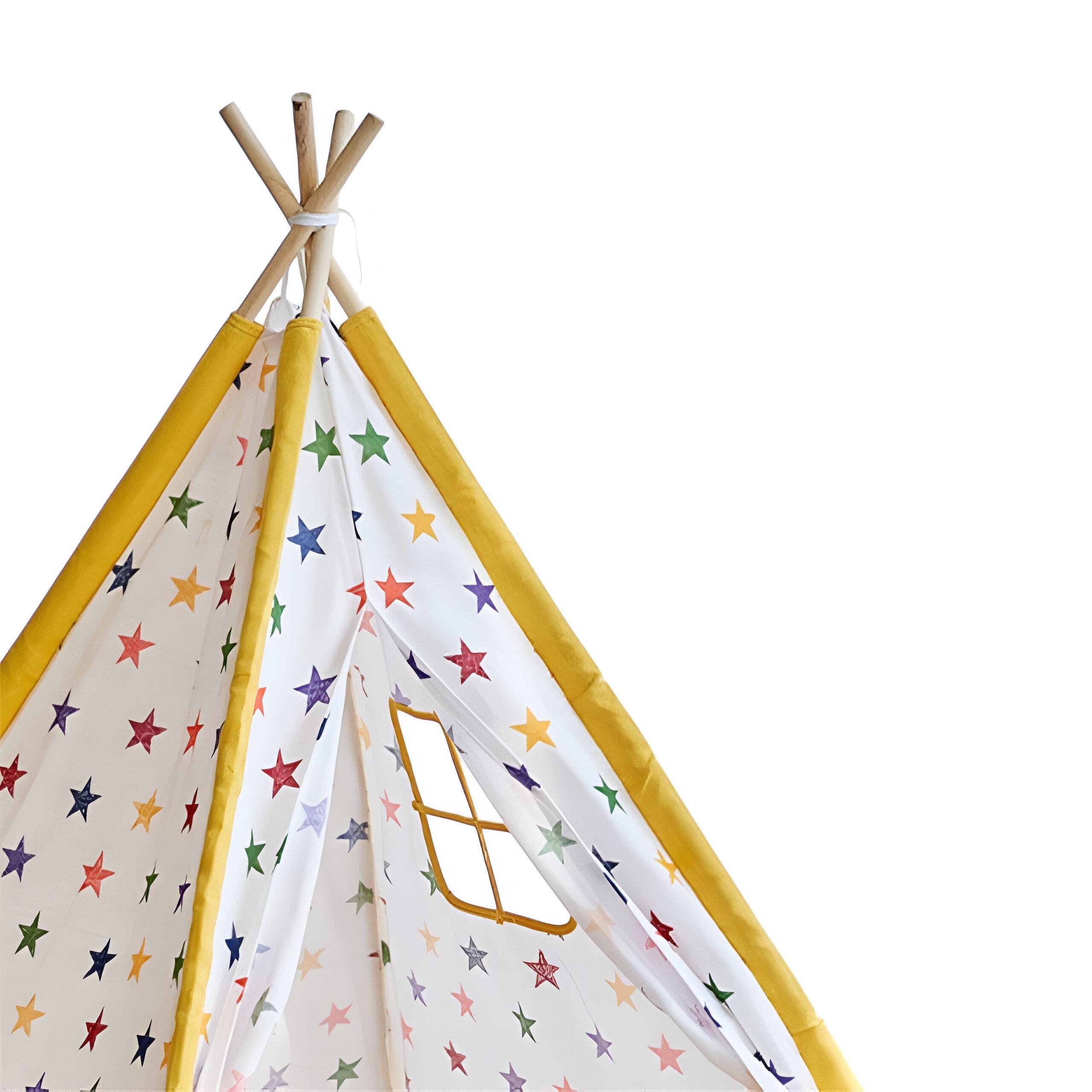 Детская палатка-вигвам K 2115 со звездным принтом 135 см Белый - фото 2