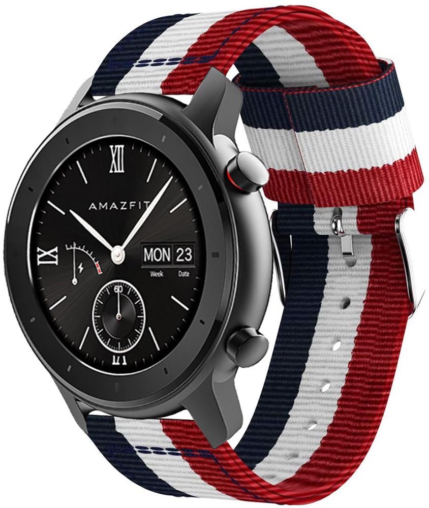 Ремешок тканевый Canvas для Amazfit GTR 42 мм Red/White/Blue (20558)