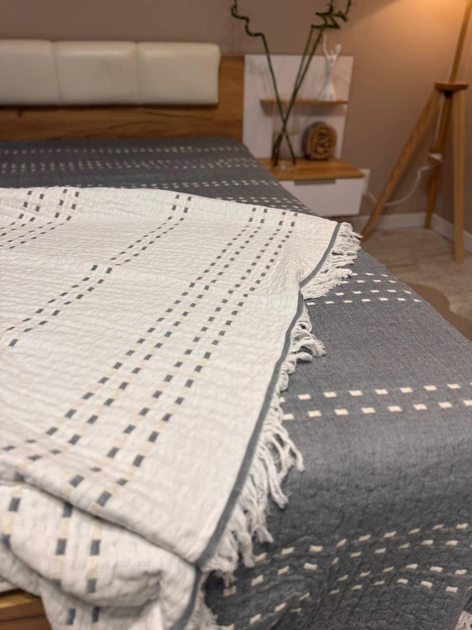 Плед хлопковый евро 200х230 Графитовый (Д-muslin-2025-005-03) - фото 2