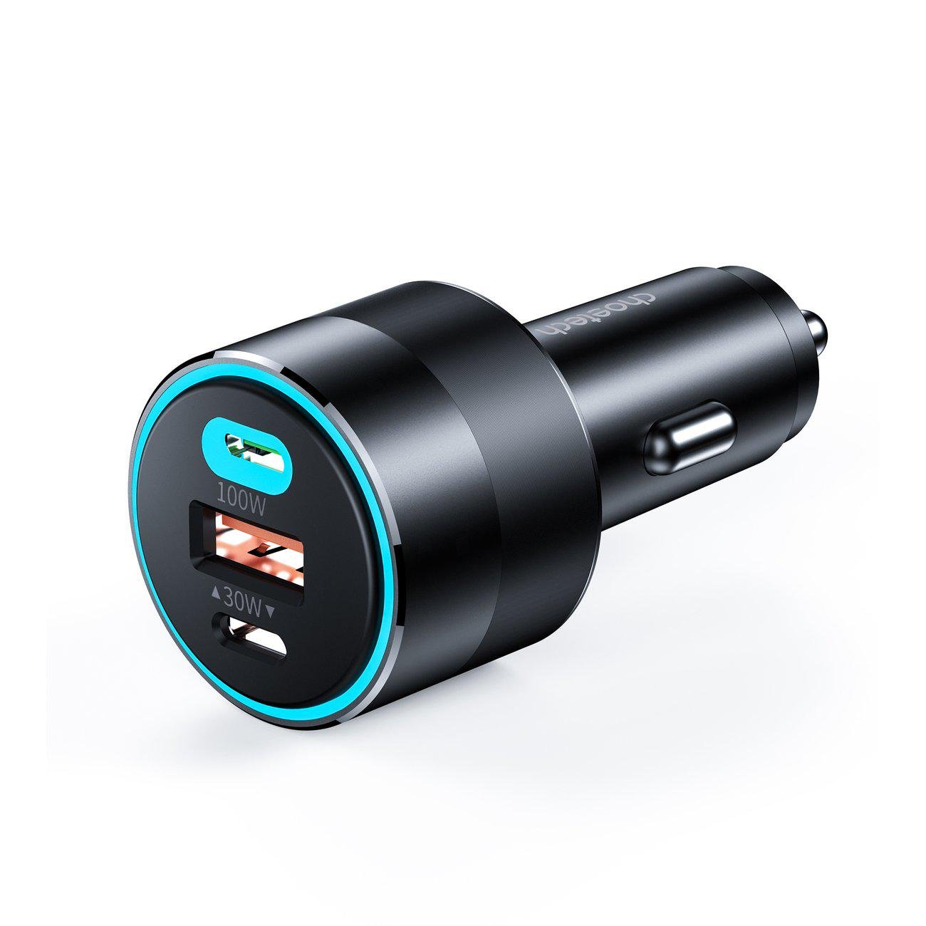 Зарядний пристрій автомобільний Choetech 130 W 2xUSB-C USB-A Power Delivery QuickCharge 3,0 А Чорний (TC0011)
