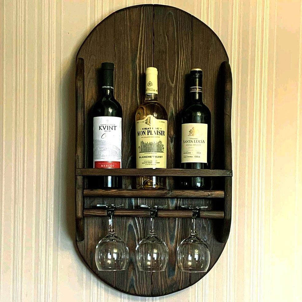 Полка для вина настенная из дерева Тесио Капучино (ПНК-009809)