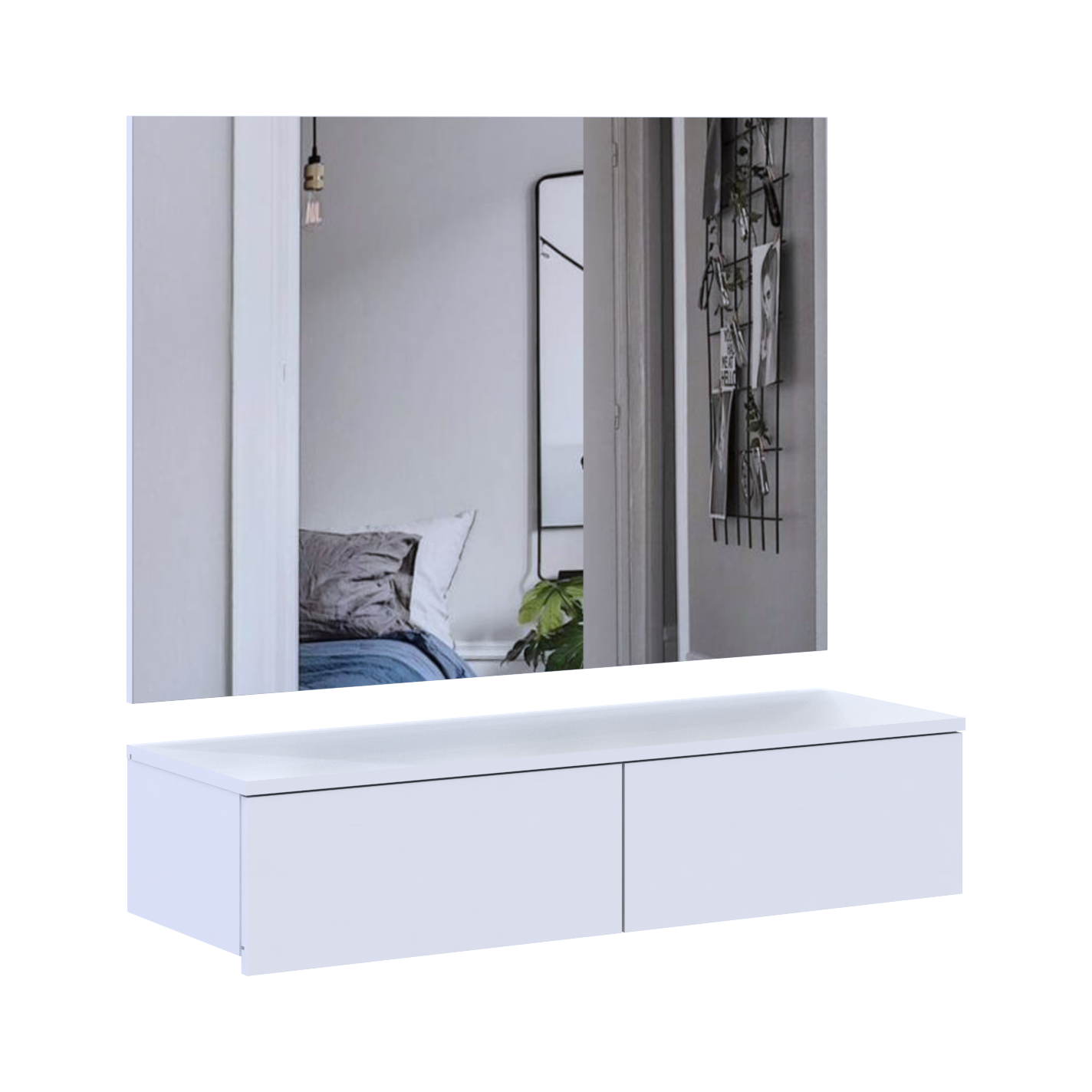 Тумба и зеркало Doros Левия 100х32х100 см Белый (42005235) - фото 4