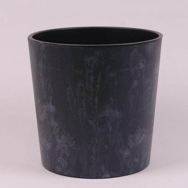 Горшок пластиковый с вкладом Flora Urbi Round Beton Effect 30 см Антрацитовый (93555)