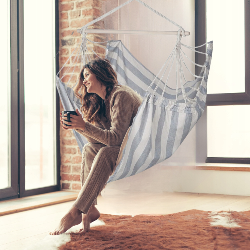 Крісло-гамак підвісне бразильське 130х100 см Сірий (23208)