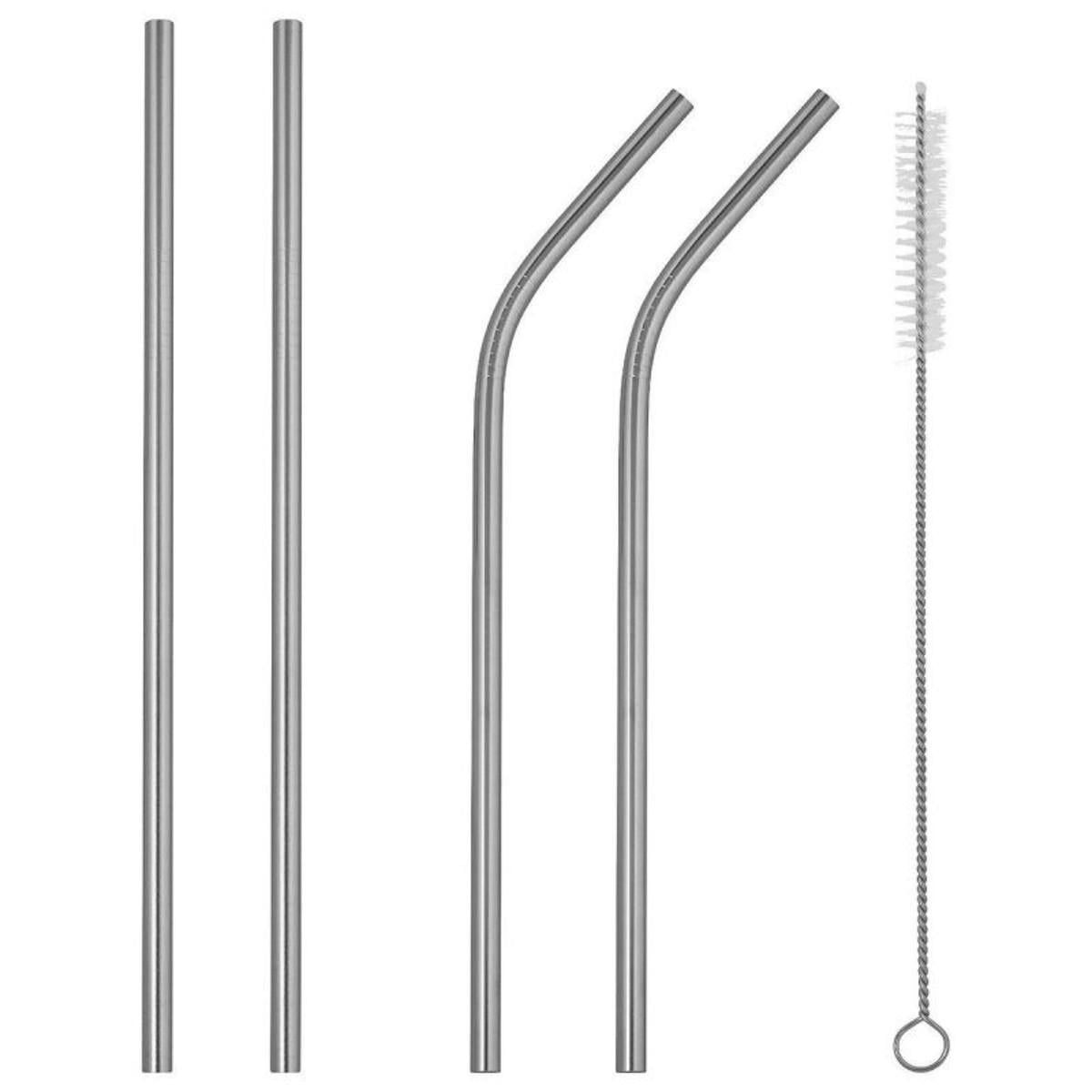 Набор металлических трубочек Drink Straws для горячих и холодных напитков 4 шт. со щеткой для чистки Набор металлических трубочек Drink Straws для горячих и холодных напитков 4 шт. со щеткой для чистки