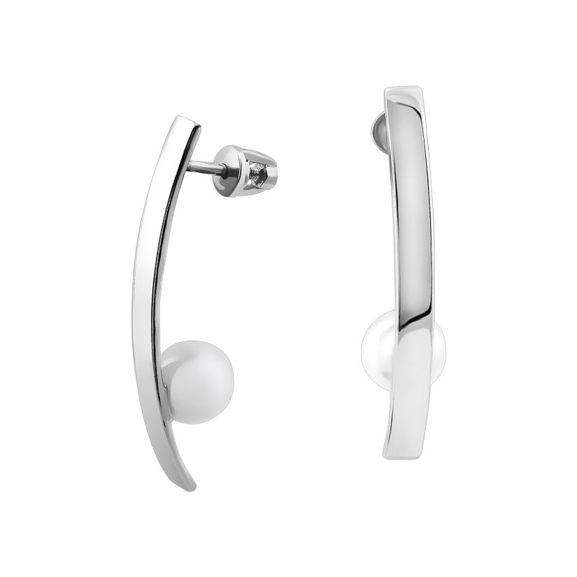 Серьги серебряные пусеты с жемчугом Лунный свет